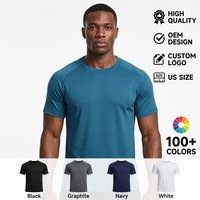 T-shirt de sport pour homme à col rond, coupe athlétique, avec empiècements en maille de compression, conception OEM, personnalisable pour la gym, la course, l'entraînement et le fitness