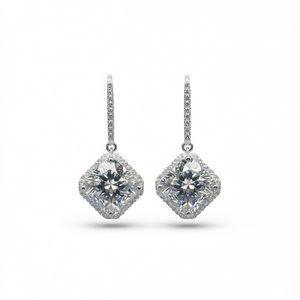 Pendientes de Diamantes Corte Princesa en Oro Blanco, Color D, Naturales, Certificados por GIA, Joyería Clásica para Mujer, para Boda - Product Image 1