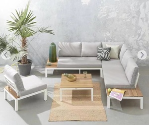 Sofá Seccional de mimbre para jardín, cama <span class=keywords><strong>reclinable</strong></span> lateral de madera para Patio, Aire libre, alta calidad, precio directo de fábrica - Product Image 2