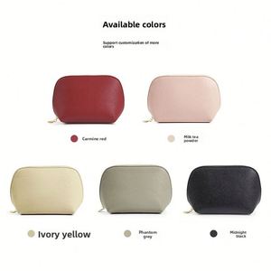 Pochette de maquillage en cuir PU avec logo personnalisé, organiseur de cosmétiques portable pour voyage, fermeture éclair étanche, style normcore/minimaliste, grande taille - Product Image 4