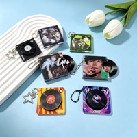 可旋转唱片亚克力钥匙扣定制 Spotify 代码 Kpop 专辑迷你 CD 盒吊饰批发