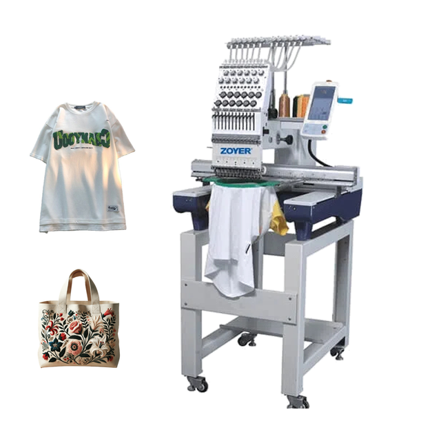 ZY-EM1201 Professional Industrial Computer Single Head 9/12/15 Needle Embroidery Machine for Hat T-shirt