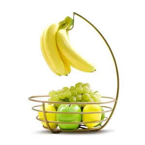 Vente en gros Corbeille à fruits en métal avec cintre pour bananes Corbeille à fruits Corbeille à fruits Support pour aliments et légumes