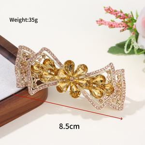 กิ๊บติดผมคริสตัลรูปดอกไม้ฤดูใบไม้ผลิประดับด้วยพลอยหลากสีสำหรับผู้หญิง - Product Image 3