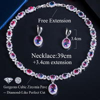 Elegante Juego de Collar y Aretes de Cristal de Circonita Cúbica con Forma de Hoja Ovalada Arcoíris Místico para Mujer, Joyería para Fiesta de Noche, Regalo