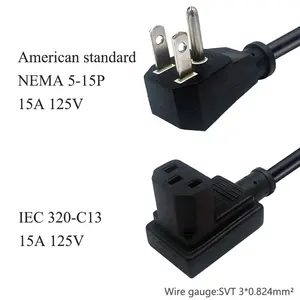 Силовой кабель SVT SJT 3 * 18AWG высокотоковый, 15 А, американский стандарт переменного тока, 3-контактный разъем для изгиба IEC 320-C13, быстрая доставка