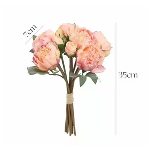 Bouquet de pivoines artificielles 10 pièces, fleurs en soie rose, jaune, champagne, haute simulation, décoration de mariage et de maison - Product Image 5