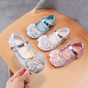 2024 Girls Fashion Party Cartoon Princess Shoes Little Girls Sequin Leather Shoes Baby shoes