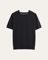 T-shirt Homme Slim Fit Style Old Money en Maille Coton-Lin Effet Deux Pièces Col Rond Manches Courtes Luxe Léger et Minimaliste