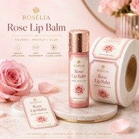Étiquettes personnalisées haut de gamme pour baume à lèvres, autocollants cosmétiques avec logo sur mesure, étiquettes imperméables en vinyle pour gloss à lèvres, pour emballage de produits de beauté en rouleau