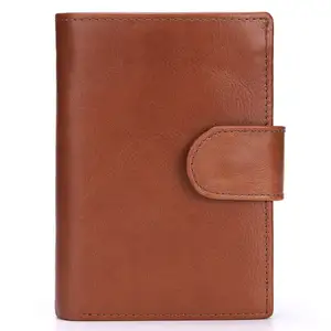 Minimalist Carteira Masculina Push Button Leather Wallet Card Short Tripping Gents Wallet