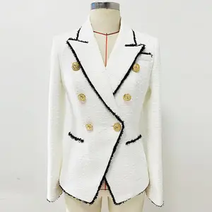 H3314 High Quality Women Blazer Tweed Clothes Long Sleeve Plus Size Women Jacket For Spring Autumn