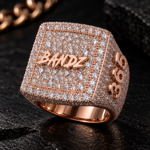 Bague signet en moissanite CVD testée au diamant, style Hip Hop, personnalisée, en or 14K, avec diamants VVS, sertie de pierres, bijoux raffinés pour hommes - Product Image 1