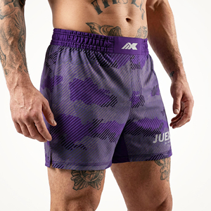 Custom Sublimated Pixel Camo Stretch MMA Shorts With Front Logo Adjustable Drawstring For Martial Arts Gym Training