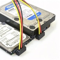 90 °   Cable divisor de alimentación SATA de ángulo recto macho a hembra 1 a 2 con clip de resorte