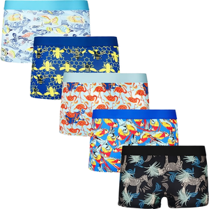 <b>Mens</b> 100% Cotton Seamless Boxer Briefs Front Padded Breathable Knitted Printed Underwear Soft <b>Stretch</b> Comfort Fit Quick Dry - Product Image 1