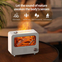 Portable Retro 260Ml Mini Cheminée Humidificateur Led 3D Flamme Aroma Diffuseur Avec Nature Sound