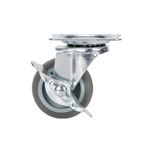 Medium <b>Caster</b> <b>Wheel</b> 2 Inch Flat Bottom Side Brake Universal Swivel Furniture <b>Wheel</b> Bolt Hole Mount 100x100 Mm Firm Tread - Product Image 4