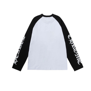 Op maat gemaakte hoogwaardige casual contrast raglan shirts met lange mouwen, katoenen zeefdruk, oversized ribkraag T-shirts voor heren - Product Image 6