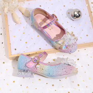 Zapatos de Tacón para Niñas, Primavera-Verano 2026, Zapatos de Cuero con Cristales, Zapatos de Princesa para Pasarela, Zapatos Arcoíris para Niñas - Product Image 1