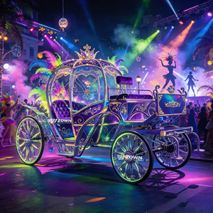 Chariot de princesse citrouille lumineux et élégant à 4 roues pour décoration de centre commercial, mariage, parc à thème, production sur mesure - Product Image 1