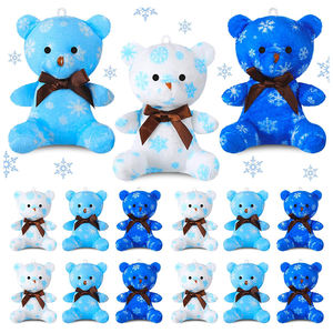 V292 Ours en peluche personnalisés de haute qualité, cadeaux en vrac, <span class=keywords><strong>flocon</strong></span> de neige d'hiver, forme de cœur, animaux en peluche bleus, petits ours en peluche en gros - Product Image 1