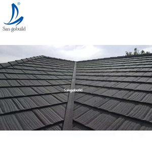 Tuiles pliées pour toiture en pierre noire standard des États-Unis Dominique Jamaïque, tuiles espagnoles en métal alu-zinc pour maisons - Product Image 1