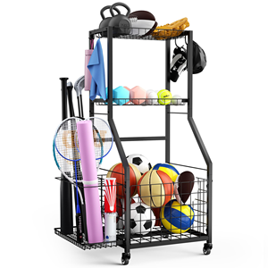 Sports Equipment <b>Storage</b> Organizer Rack Ball <b>Storage</b> Shelf Garage Ball Organizer Sports Equipment Basketball <b>Storage</b> <b>Cart</b> - Product Image 1