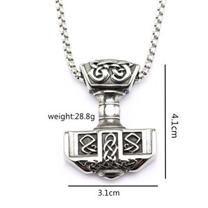 Collier pendentif marteau de Thor en acier inoxydable, bijoux de style viking pour homme, cadeau, accessoire de mode - Product Image 5