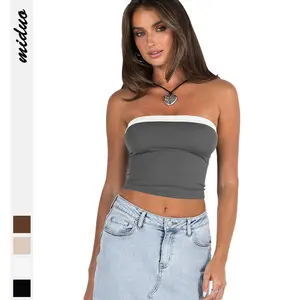 Hot Y2k Trendy Tops Atacado Hot Sexy Para Senhoras Big Boob Girl Tube Top