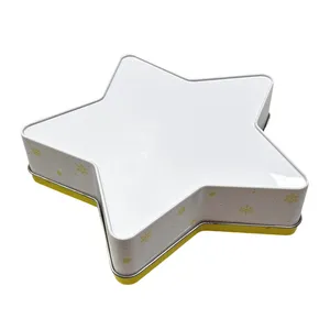 All Kinds Of Decorative Custom Star Shape Christmas Tin Box With Roping