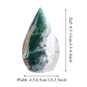 Wholesale Natural Moss Agate Flame Stone Water Drop Shape Polished Moss Agate for Healing Crystal Decor - Product Image 2