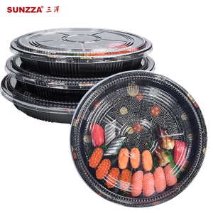 Sunzza stapelbarer japanischer Stil über Größe 32 cm Party Einweg Haustier Kreis Platte Fast <span class=keywords><strong>Food</strong></span>/Obst/Sushi Tablett Container Box - Product Image 6