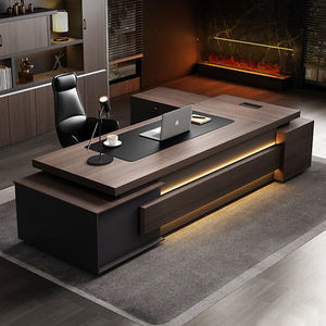 Bureau de direction de luxe bureau en forme de L ensemble table et chaises de bureau pour patron mobilier de bureau en bois bureau design moderne pour PDG - Product Image 5