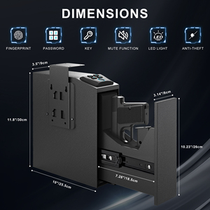 Caja Fuerte para Armas con Huella Dactilar Biométrica para Mesita de Noche, Escritorio, Junto a la Cama, Camioneta - Caja Fuerte para Armas con Puerta Corredera Automática y Lámpara Integrada - Product Image 4