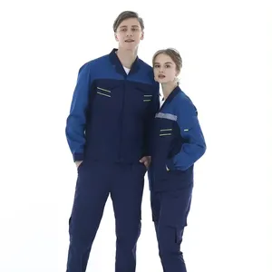 Long Sleeve Work Clothes Uniform Safety Workwear Aviator Working Cotton Jumpsuit Overalls for Men Gas Station Workwear