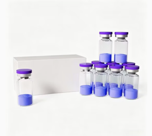 Clear Crimp Top Glass Vials with Blue Flip Caps | Bulk <b>Copper</b> Peptide Lyophilized <b>Powder</b> Skincare Vials with Warehouse Stock - Product Image 2