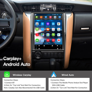 HFMidia Autoradio 12,1 pouces avec écran vertical, lecteur multimédia vidéo Bluetooth pour Toyota Fortuner 2016-2021, CarPlay sans fil, lecteurs auto - Product Image 5