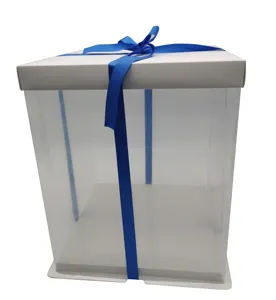 Wholesale Custom Size White Gift Box Transparent Large Box Clear Cake Box For Packaging