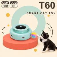 Jouet pour chat automatique à plumes, 6 ouvertures, plumes aléatoires, jouet interactif intelligent pour chat, fonctionne avec une batterie USB