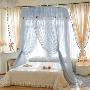 Zanzariera in poliestere di lusso leggero, stile francese, ispirata alle principesse, con baldacchino pieghevole a soffitto, design a <span class=keywords><strong>rete</strong></span> densa - Product Image 4