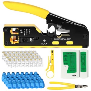 Ruihua Network Crimping Tool Kit Cat5 Cat6 Cat7 RJ45 Pliers With Connectors And Soft Case For <b>Telecommunications</b> Repair - Product Image 5