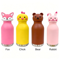 Bouteille isotherme Emode sans BPA, design tête de loup, avec couvercle en forme de tête d'animal