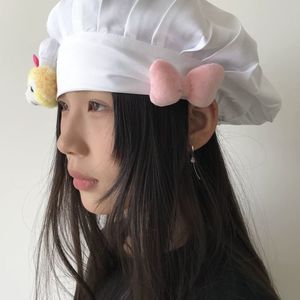 Lindo Gorro de Chef a Rayas <span class=keywords><strong>para</strong></span> Mujer, <span class=keywords><strong>para</strong></span> Todas las Estaciones, 100% Algodón Transpirable, Diseño de Dibujos Animados Kiki, Popular en Internet, Divertido y Dulce - Product Image 4