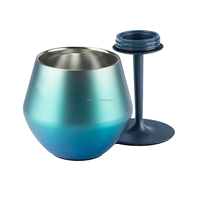 Nouveauté Verre à vin personnalisé de 414ml en acier inoxydable Gobelet à pied haut transparent résistant aux chutes pour bar de fête et de mariage