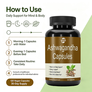 Cápsulas de Ashwagandha de Marca Privada OEM para Energía, Estado de Ánimo y Sueño, Suplemento Vegano, Sin OMG, Sin Gluten - Product Image 4