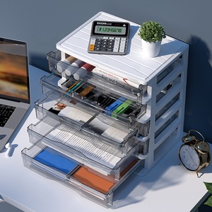 Organizador de escritorio para oficina, artículos de papelería, suministros de oficina, cajones de almacenamiento de plástico antiguo apilables - Product Image 6