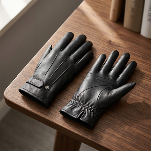 Gants de poignet en peau de mouton noire pour hommes, compatibles avec les écrans tactiles, thermiques, écologiques, pour le sport, l'hiver et l'usage quotidien - Product Image 6