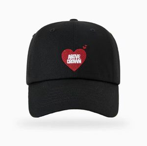 <b>Red</b> Heart Embroidery Baseball Cap with Above Down Text Adjustable Cotton Dad Hat for Women Casual Streetwear - Product Image 4