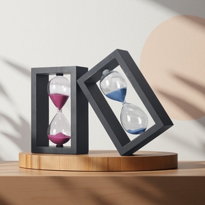 Sablier en bois carré moderne fait à la main personnalisé sablier pour cadeaux de mariage Yoga méditation et décor de relaxation - Product Image 2